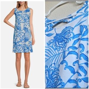 NEW Lilly Pulitzer Eliza Cotton Dress in Resort White Glisten In The Sun Blue XL